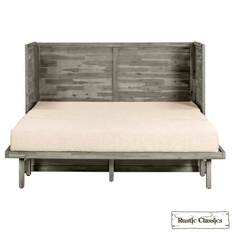 Rustic Classics Murphy Bed Stow Queen Size Murphy Bed Cabinet with Gel Memory Foam Mattress - Available in 4 Colours