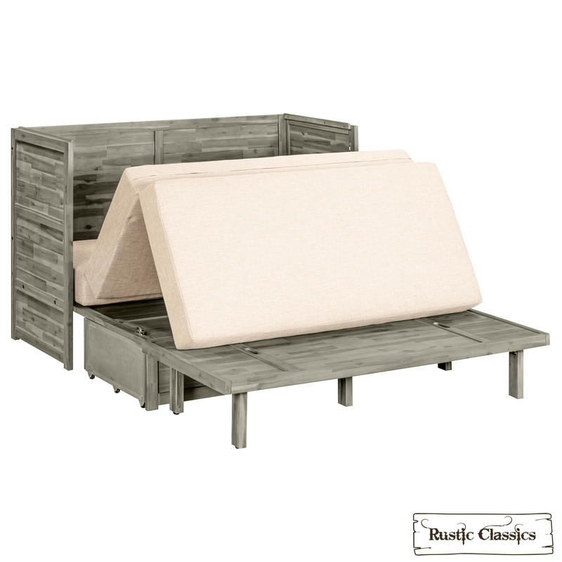 Rustic Classics Murphy Bed Stow Queen Size Murphy Bed Cabinet with Gel Memory Foam Mattress - Available in 4 Colours