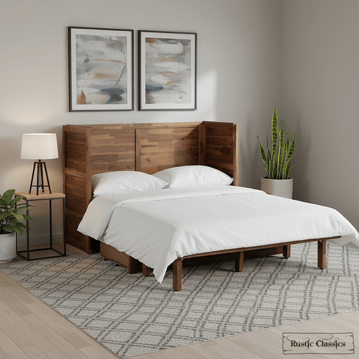 Rustic Classics Murphy Bed Stow Twin Size Murphy Bed Cabinet with Gel Memory Foam Mattress - Available in 2 Colours