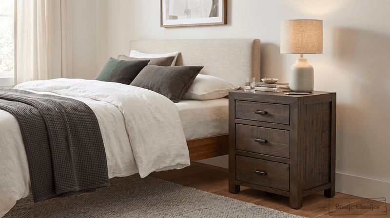 Rustic Classics Nightstand Whistler Reclaimed Wood 3 Drawer Nightstand in Brown