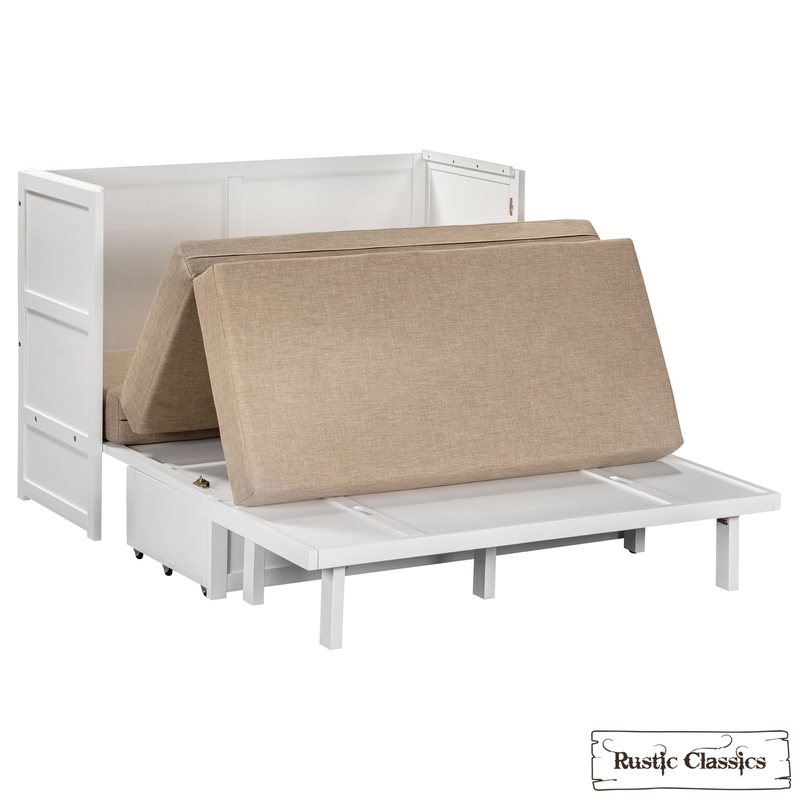 Stow Twin Size Murphy Bed Cabinet with Gel Memory Foam Mattress - Available in 2 Colours