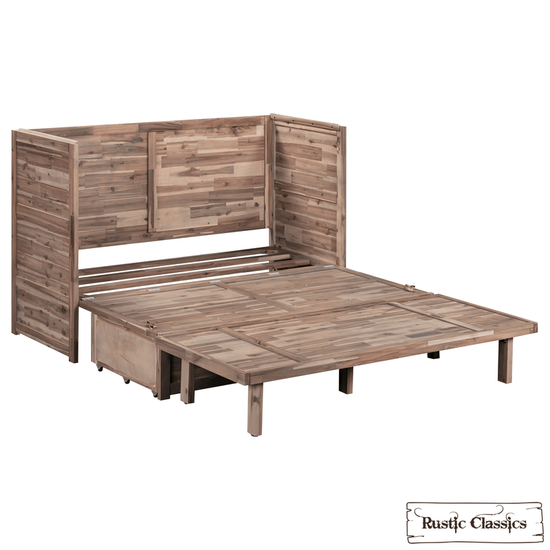 Rustic Classics Stow Queen Size Murphy Bed Cabinet with Gel Memory Foam Mattress - Available in 4 Colours