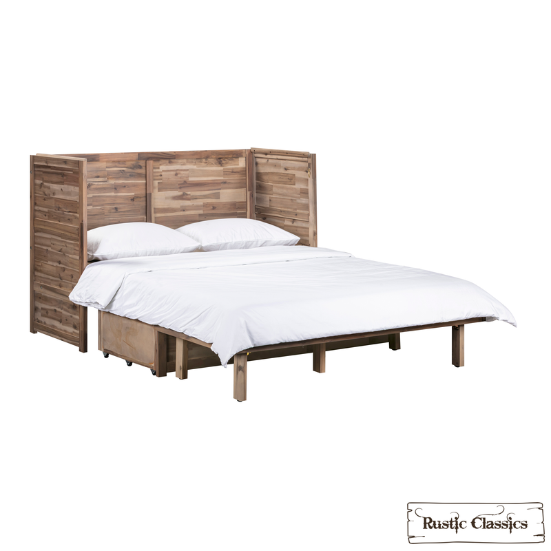 Rustic Classics Stow Queen Size Murphy Bed Cabinet with Gel Memory Foam Mattress - Available in 4 Colours