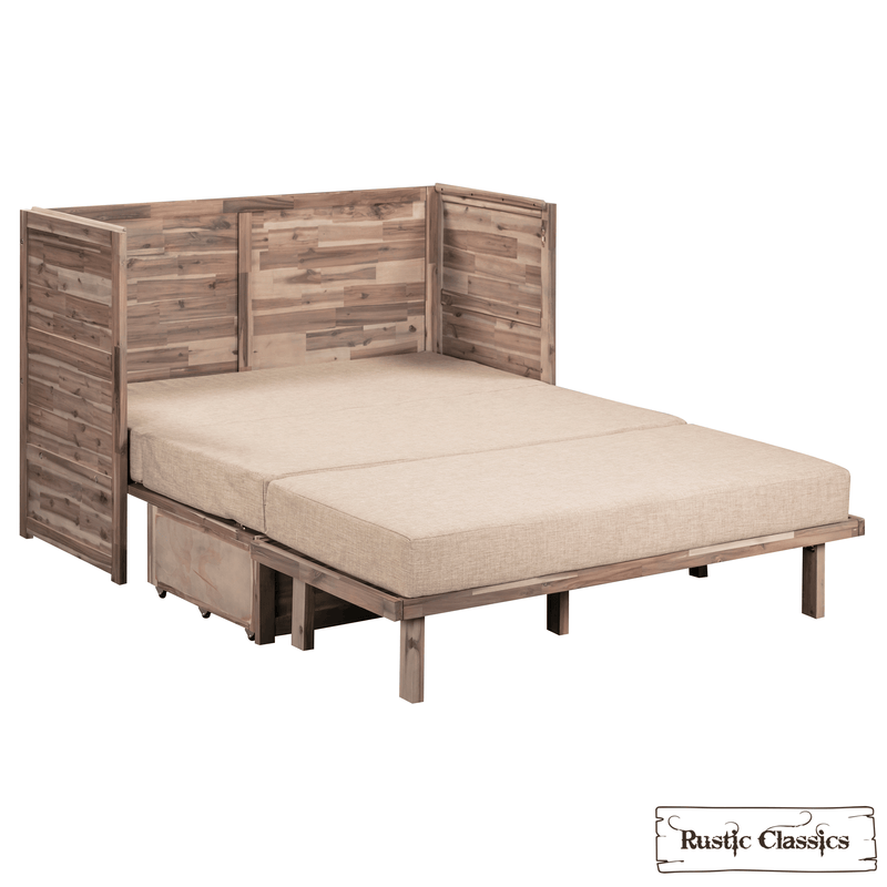 Rustic Classics Stow Queen Size Murphy Bed Cabinet with Gel Memory Foam Mattress - Available in 4 Colours
