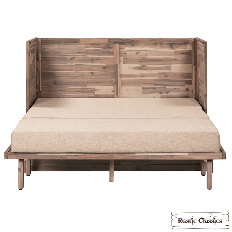 Rustic Classics Stow Queen Size Murphy Bed Cabinet with Gel Memory Foam Mattress - Available in 4 Colours