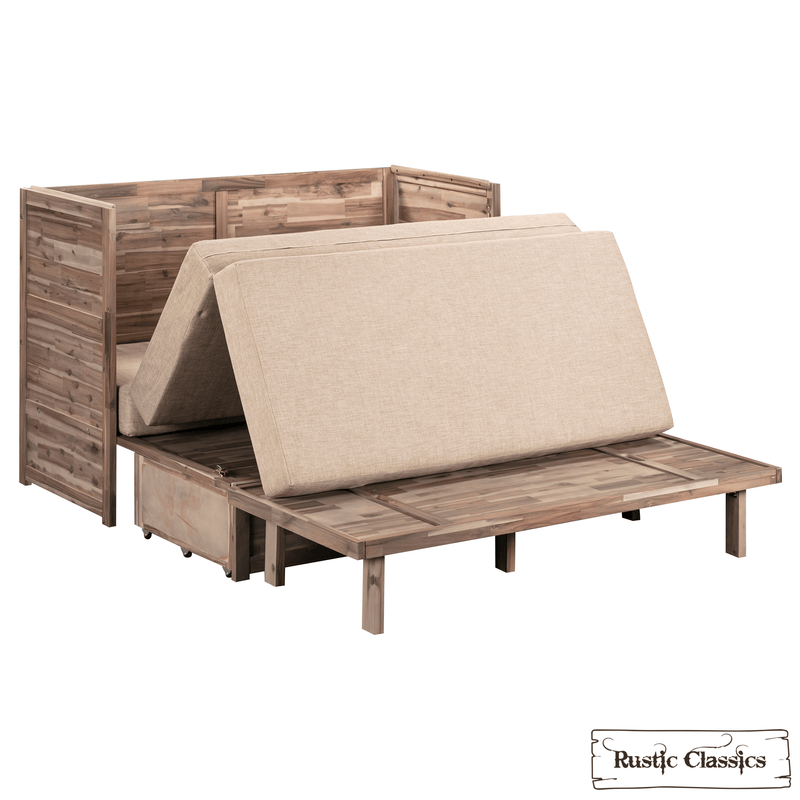 Rustic Classics Stow Queen Size Murphy Bed Cabinet with Gel Memory Foam Mattress - Available in 4 Colours