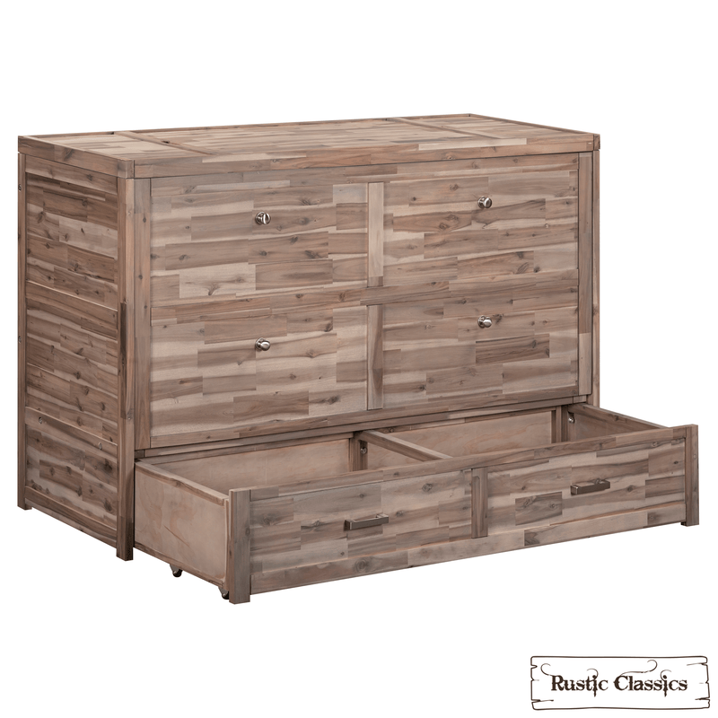 Rustic Classics Stow Queen Size Murphy Bed Cabinet with Gel Memory Foam Mattress - Available in 4 Colours