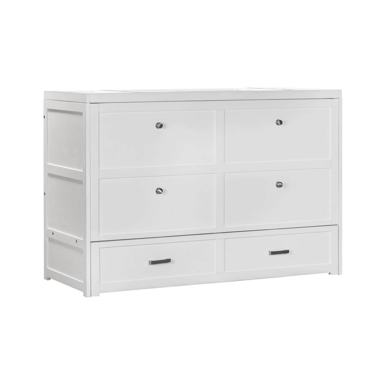 Rustic Classics White Stow Queen Size Murphy Bed Cabinet with Gel Memory Foam Mattress - Available in 4 Colours