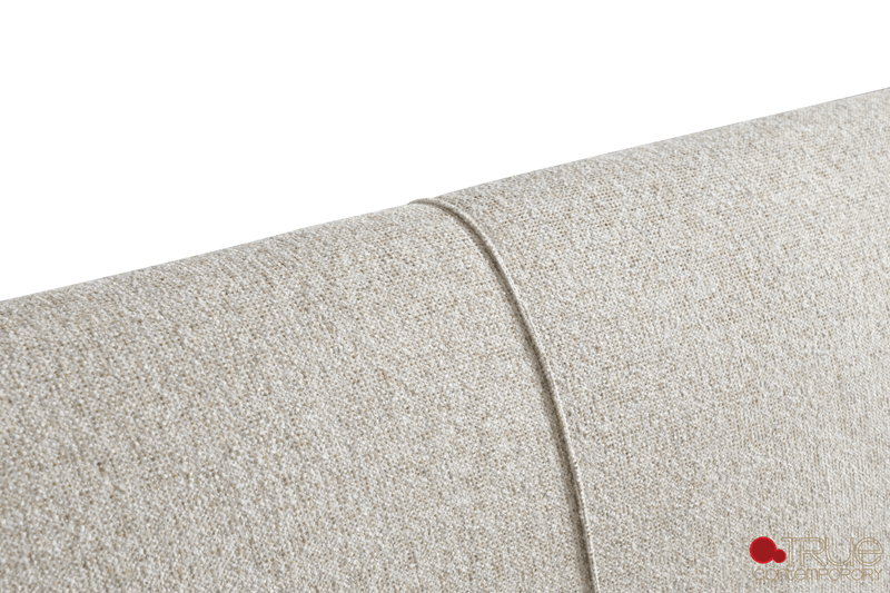 Ashford Beige Fabric Upholstered Platform Bed with Oak Legs- Available in 3 Sizes