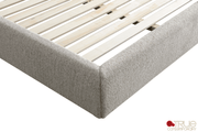 True Contemporary Bed Ashford Beige Fabric Upholstered Platform Bed with Oak Legs- Available in 3 Sizes