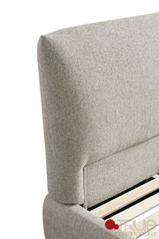 True Contemporary Bed Ashford Beige Fabric Upholstered Platform Bed with Oak Legs- Available in 3 Sizes
