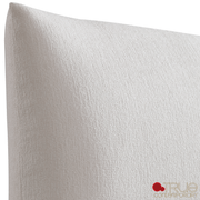 True Contemporary Bed Ashford Beige Fabric Upholstered Platform Bed with Oak Legs- Available in 3 Sizes