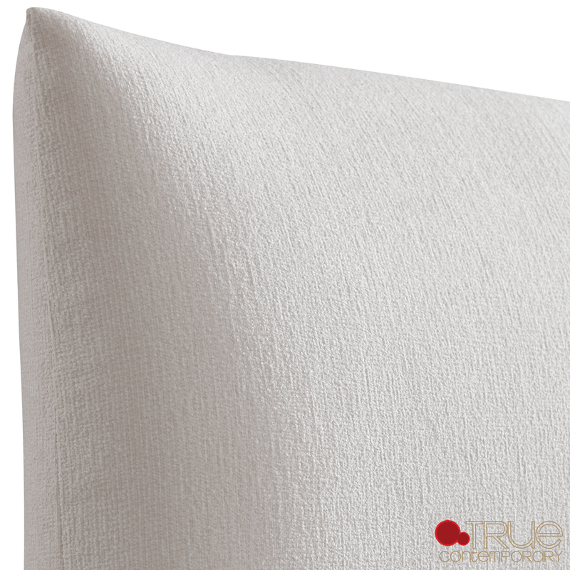 True Contemporary Bed Ashford Beige Fabric Upholstered Platform Bed with Oak Legs- Available in 3 Sizes