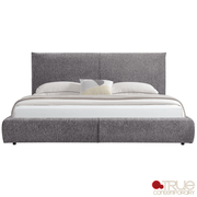 True Contemporary Bed Ashford Grey Fabric Upholstered Platform Bed with Oak Legs - Available in 3 Sizes