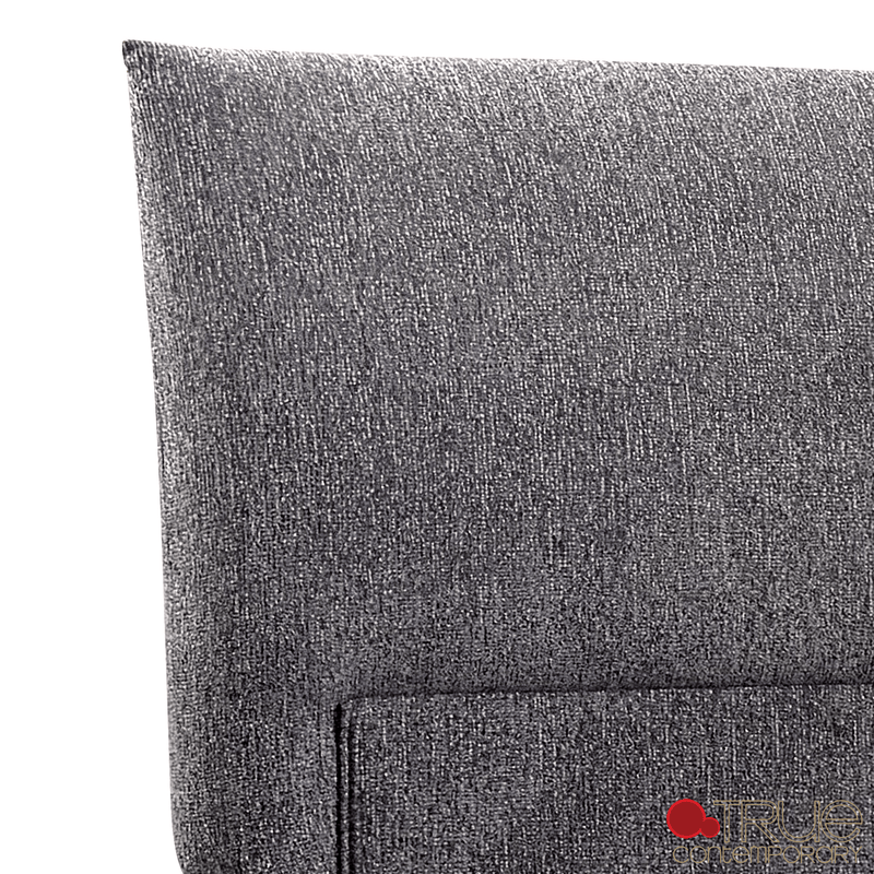 True Contemporary Bed Ashford Grey Fabric Upholstered Platform Bed with Oak Legs - Available in 3 Sizes