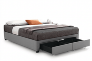 True Contemporary Bed EZ Base Foundation Grey Platform Bed with 2 Storage Drawers - Available in 4 Sizes