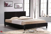 True Contemporary Bed Mirabel Espresso Faux Leather Platform Bed with Mattress - Available in 3 Sizes