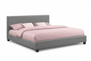 True Contemporary Bed Mirabel Grey Faux Leather Platform Bed - Available in 3 Sizes