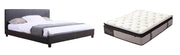 True Contemporary Bed Queen / 14" Euphoria Cooling Pillow Top Plush Hybrid Pocket Coil Mirabel Espresso Faux Leather Platform Bed with Mattress - Available in 3 Sizes