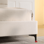 True Contemporary Bed Sutton Beige Fabric Platform Bed with Tufted Headboard - Available in 3 Sizes