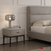True Contemporary Bed Sutton Grey Fabric Platform Bed with Tufted Headboard - Available in 3 Sizes