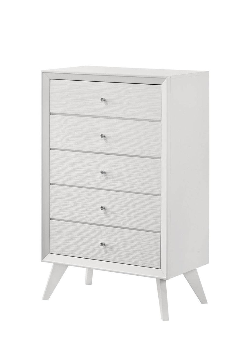 True Contemporary Bedroom Set 5 Piece Mia Queen Size Bedroom Furniture Set in White