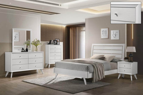 True Contemporary Bedroom Set 5 Piece Mia Queen Size Bedroom Furniture Set in White