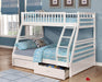 True Contemporary Bunk Bed White Fraser Twin over Full Bunk Bed with Storage Drawers and Solid Wood - Available in 3 Colours