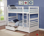 True Contemporary Bunk Bed White Fraser Twin over Twin Bunk Bed with Storage Drawers and Solid Wood - Available in 3 Colours