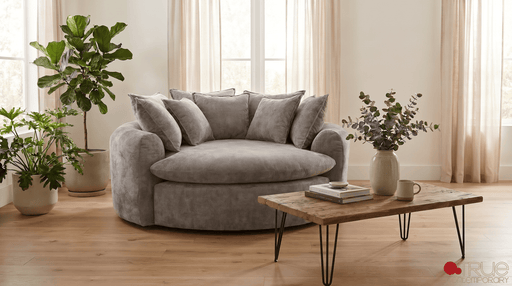 True Contemporary Chair Oasis 59.05" Fabric Round Boneless No-Assembly Compressed Floor Lounge Cuddle Chair - Available in 3 Colours