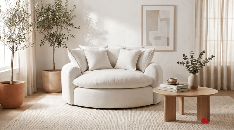 True Contemporary Chair Oasis 59.05" Fabric Round Boneless No-Assembly Compressed Floor Lounge Cuddle Chair - Available in 3 Colours