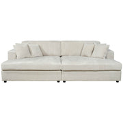 True Contemporary Double Chaise Lounge Cream Ridgeway 105" Minky Corduroy Fabric Double Chaise Lounge - Available in 3 Colours