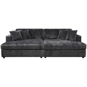 True Contemporary Double Chaise Lounge Dark Grey Ridgeway 105" Minky Corduroy Fabric Double Chaise Lounge - Available in 3 Colours