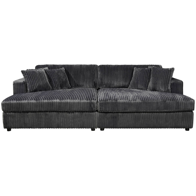 True Contemporary Double Chaise Lounge Dark Grey Ridgeway 105" Minky Corduroy Fabric Double Chaise Lounge - Available in 3 Colours