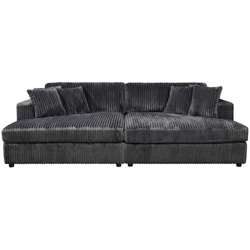 True Contemporary Double Chaise Lounge Dark Grey Ridgeway 105" Minky Corduroy Fabric Double Chaise Lounge - Available in 3 Colours