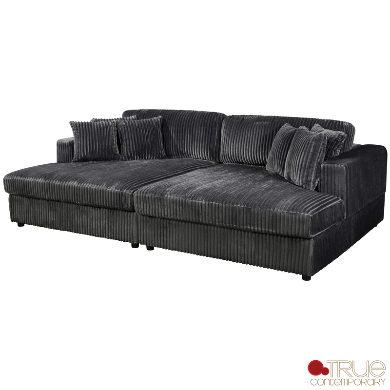 True Contemporary Double Chaise Lounge Ridgeway 105" Minky Corduroy Fabric Double Chaise Lounge - Available in 3 Colours