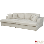 True Contemporary Double Chaise Lounge Ridgeway 105" Minky Corduroy Fabric Double Chaise Lounge - Available in 3 Colours