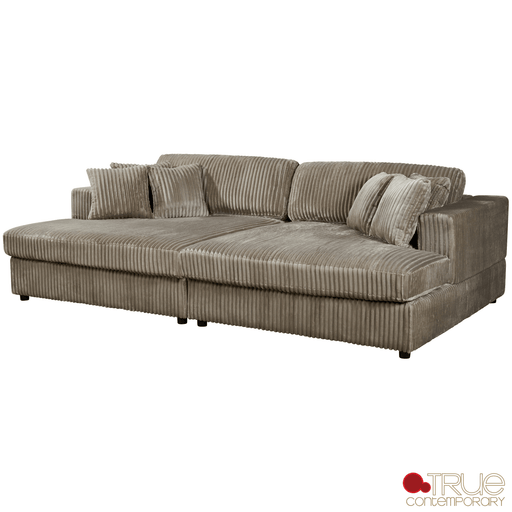 True Contemporary Double Chaise Lounge Ridgeway 105" Minky Corduroy Fabric Double Chaise Lounge - Available in 3 Colours