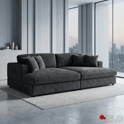 True Contemporary Double Chaise Lounge Ridgeway 105" Minky Corduroy Fabric Double Chaise Lounge - Available in 3 Colours