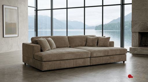 True Contemporary Double Chaise Lounge Ridgeway 105" Minky Corduroy Fabric Double Chaise Lounge - Available in 3 Colours