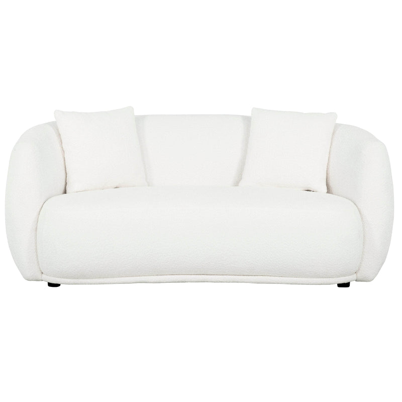 True Contemporary Loveseat Archibald Curved Kidney Shaped Loveseat in Wolly Ivory
