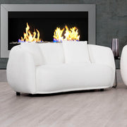 True Contemporary Loveseat Archibald Curved Kidney Shaped Loveseat in Wolly Ivory