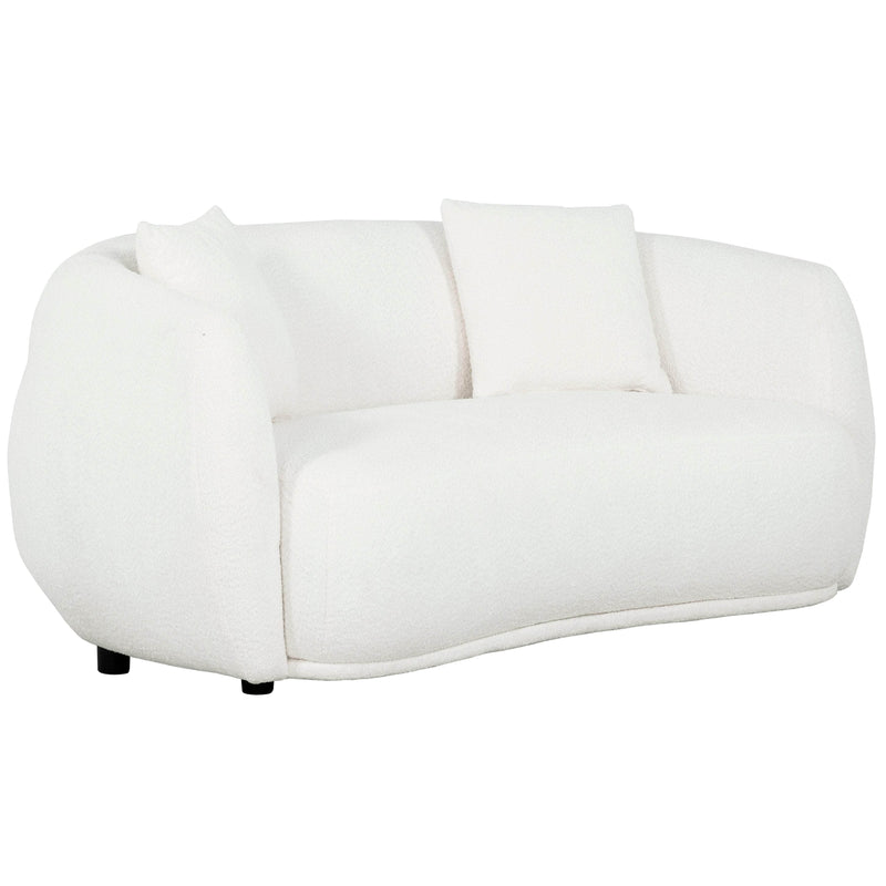 True Contemporary Loveseat Archibald Curved Kidney Shaped Loveseat in Wolly Ivory