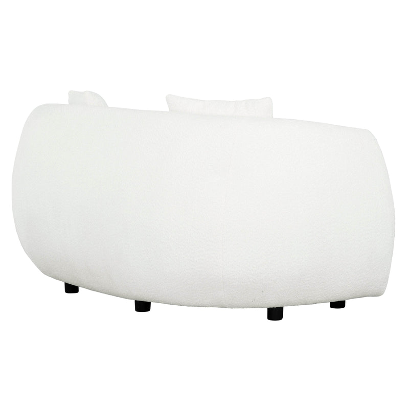 True Contemporary Loveseat Archibald Curved Kidney Shaped Loveseat in Wolly Ivory