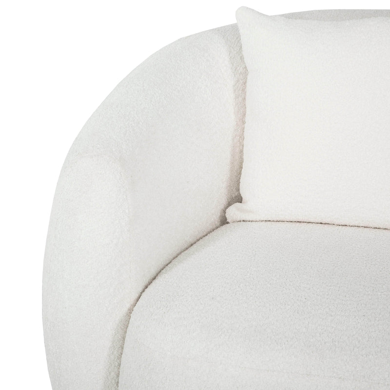 True Contemporary Loveseat Archibald Curved Kidney Shaped Loveseat in Wolly Ivory