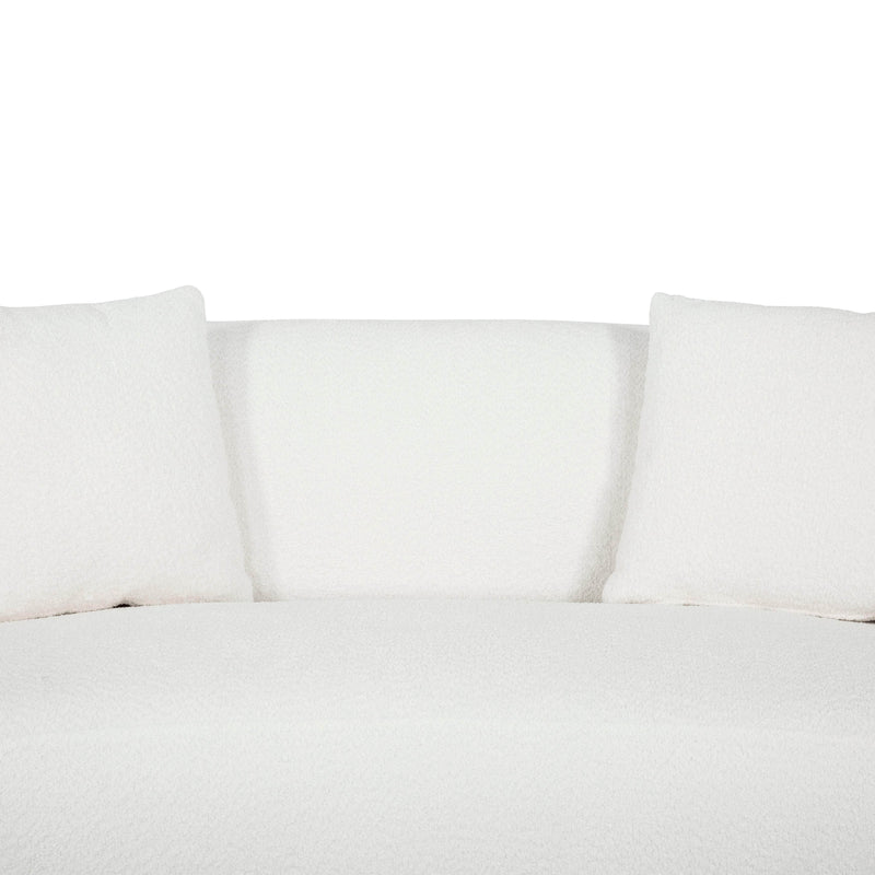 True Contemporary Loveseat Archibald Curved Kidney Shaped Loveseat in Wolly Ivory