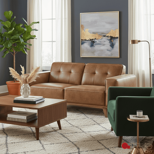 True Contemporary Loveseat Sterling 70.5" Tufted Loveseat in Premium Tan Faux Leather