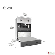 True Contemporary Murphy Cabinet Bed Hyde Light Grey and Dark Grey Murphy Cube Cabinet Bed with Folding Gel Memory Foam Mattress - Available in 4 Sizes