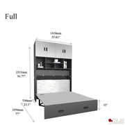 True Contemporary Murphy Cabinet Bed Hyde Light Grey and Dark Grey Murphy Cube Cabinet Bed with Folding Gel Memory Foam Mattress - Available in 4 Sizes