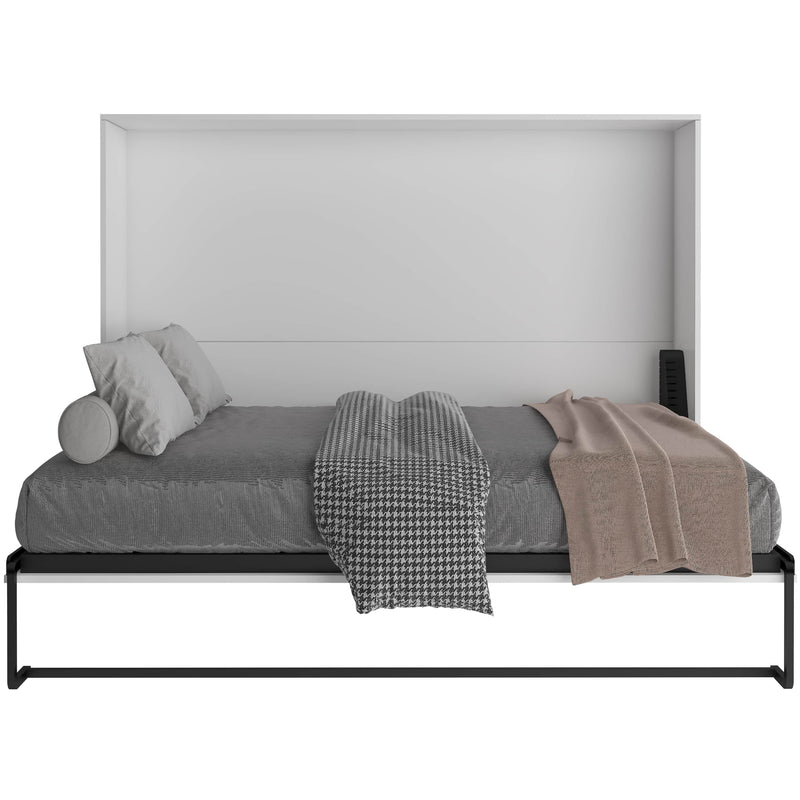 True Contemporary Murphy Wall Bed Full / Full 6" Tranquility Memory Foam Mattress Heidi III White Horizontal Murphy Wall Pull Down Bed with Mattress - Available in 3 Sizes